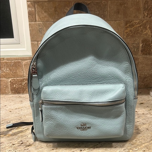 Coach Light Blue Leather Backpack - Picture 1 of 5